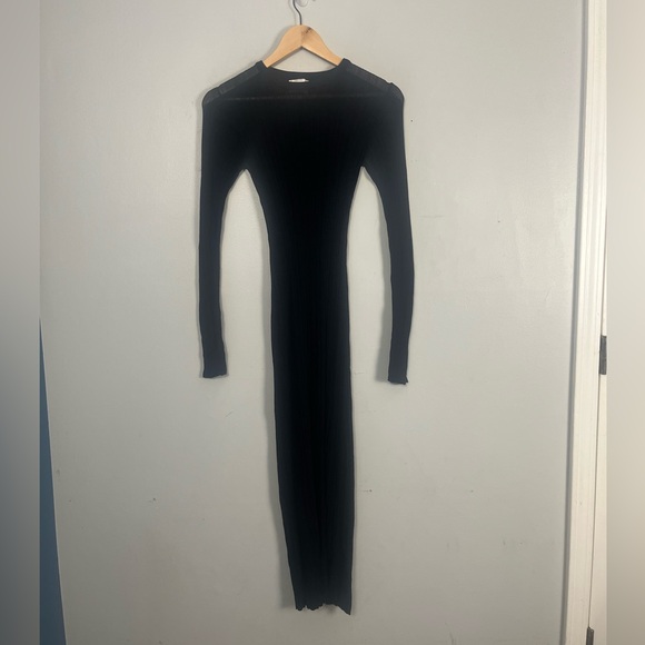 Dissh Sheer Black Long Sleeve Midi Dress size Large Flawed - Picture 1 of 7